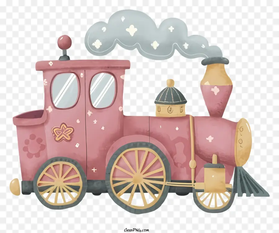 розовый поезд，Тренируйся с дымом PNG