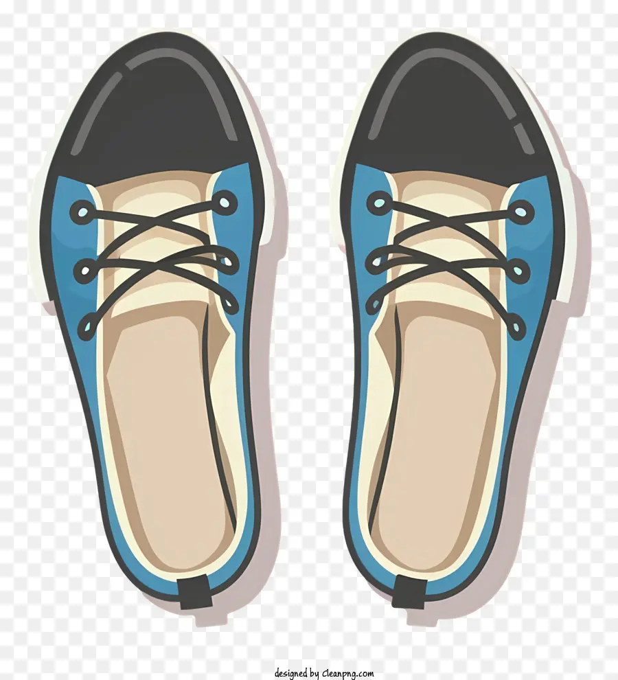 Синие Кроссовки，черные шнурки PNG