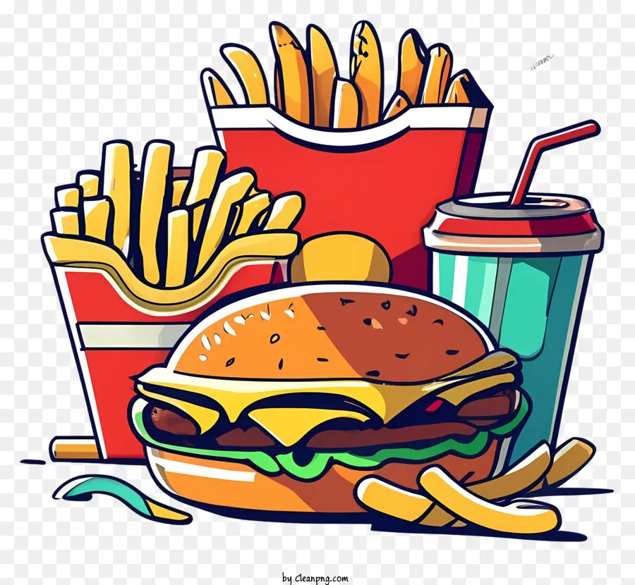 мультфильм быстрого питания，Гамбургер PNG