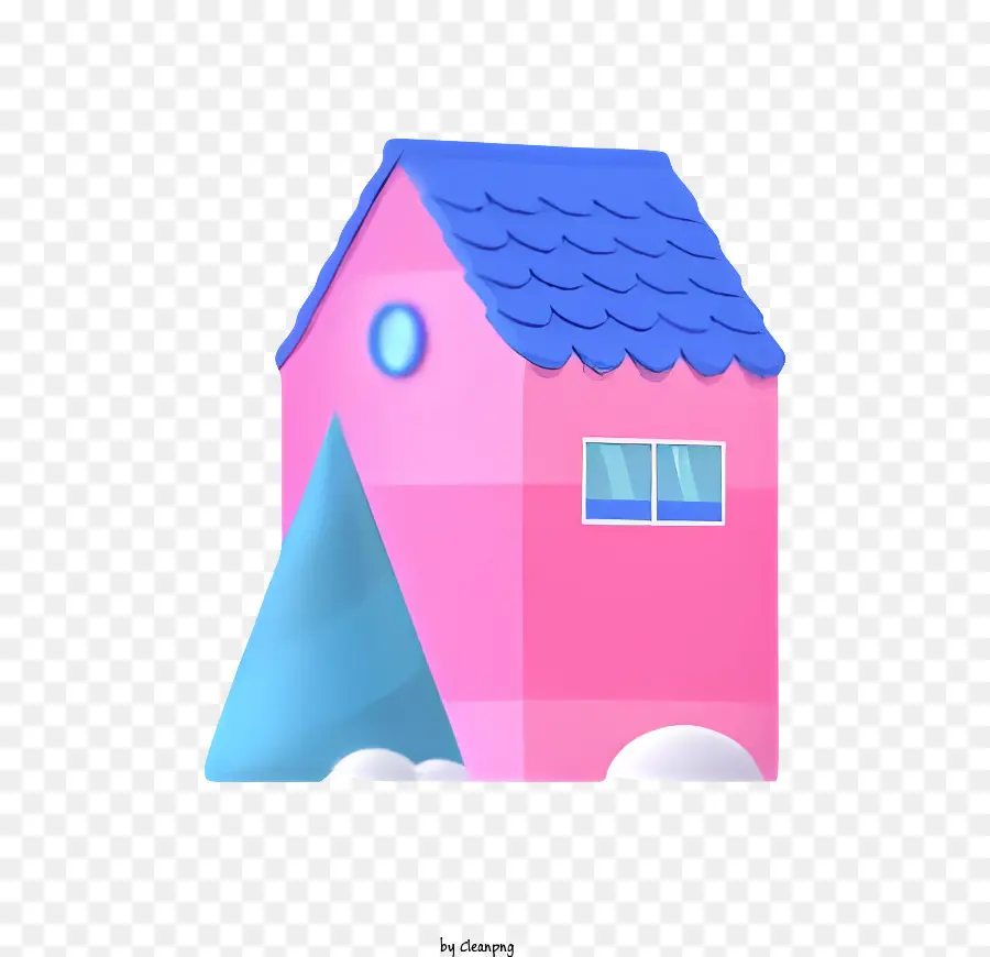 розовый дом，Синяя крыша PNG