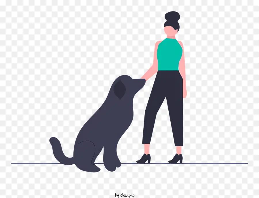 женщина и собака，Большая черная собака PNG