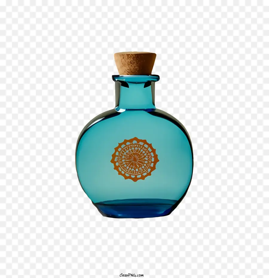 Мана бутылка，Голубая стеклянная бутылка PNG