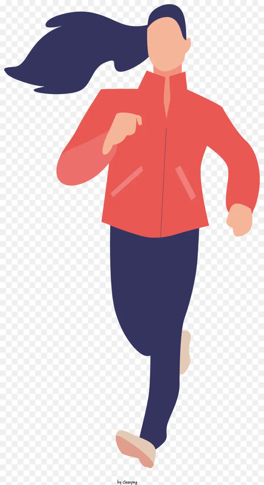 Мультфильм женщина бежит，красная куртка PNG