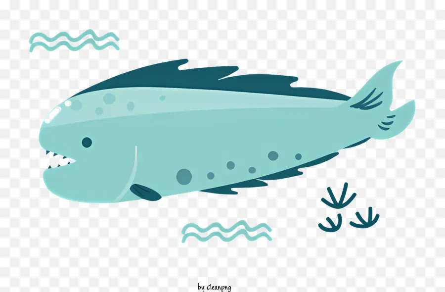 синяя рыба，большие глаза PNG