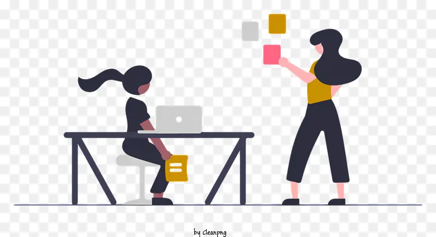Женщина работающая за столом，Компьютер и ноутбук PNG