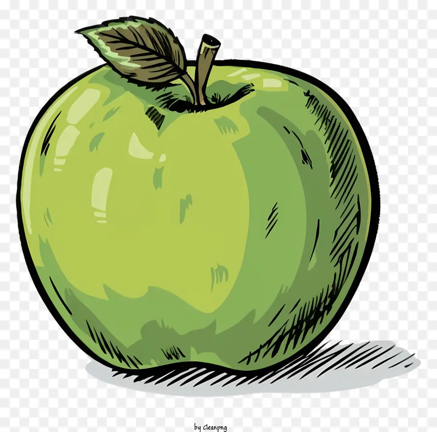 зеленое яблоко，Руководство эскиз PNG