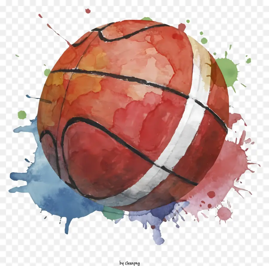 баскетбольная живопись，Акварельная художественная работа PNG