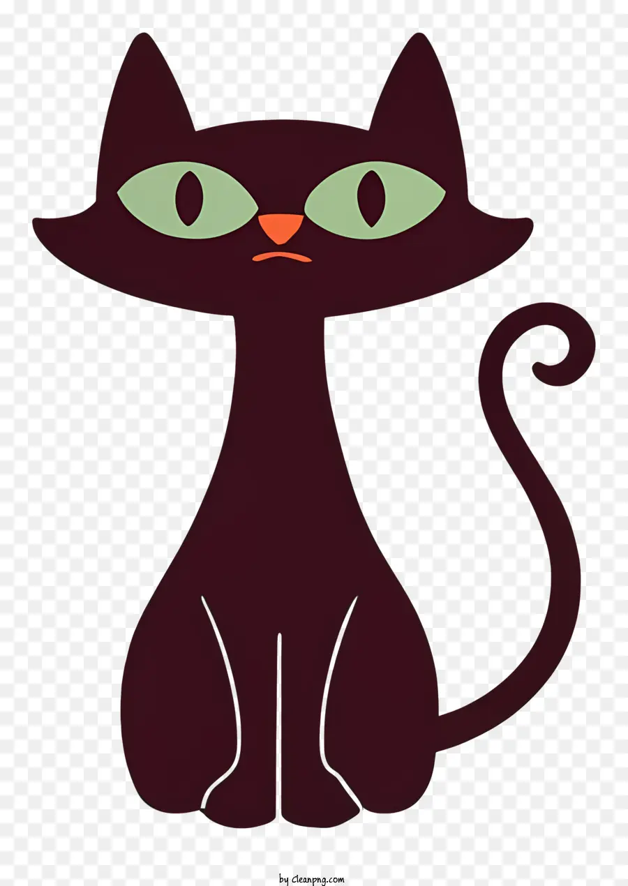 Черный кот，зеленые глаза PNG