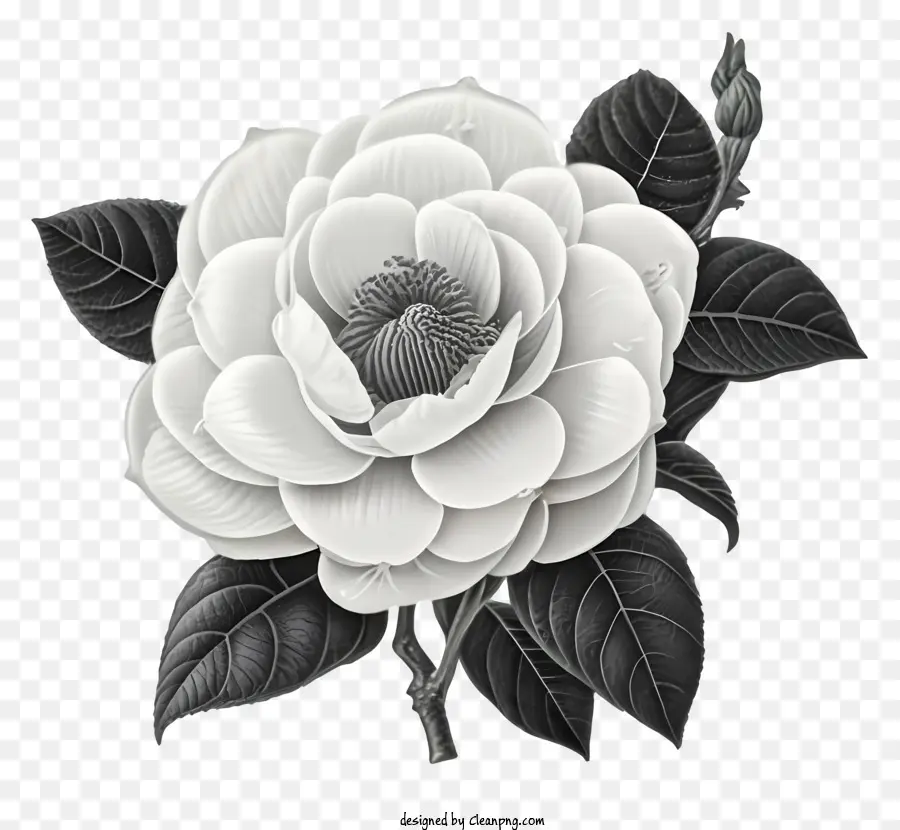 черный и белый цветок，симметричный цветок PNG