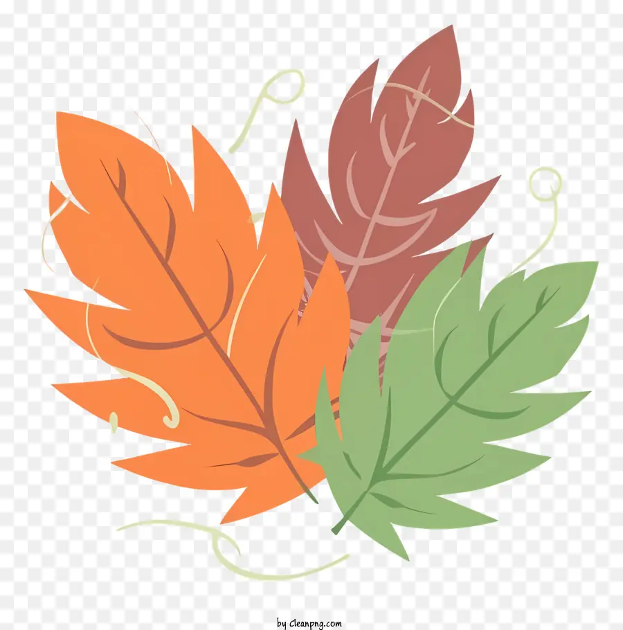 цветные листья，оттенки оранжевого PNG