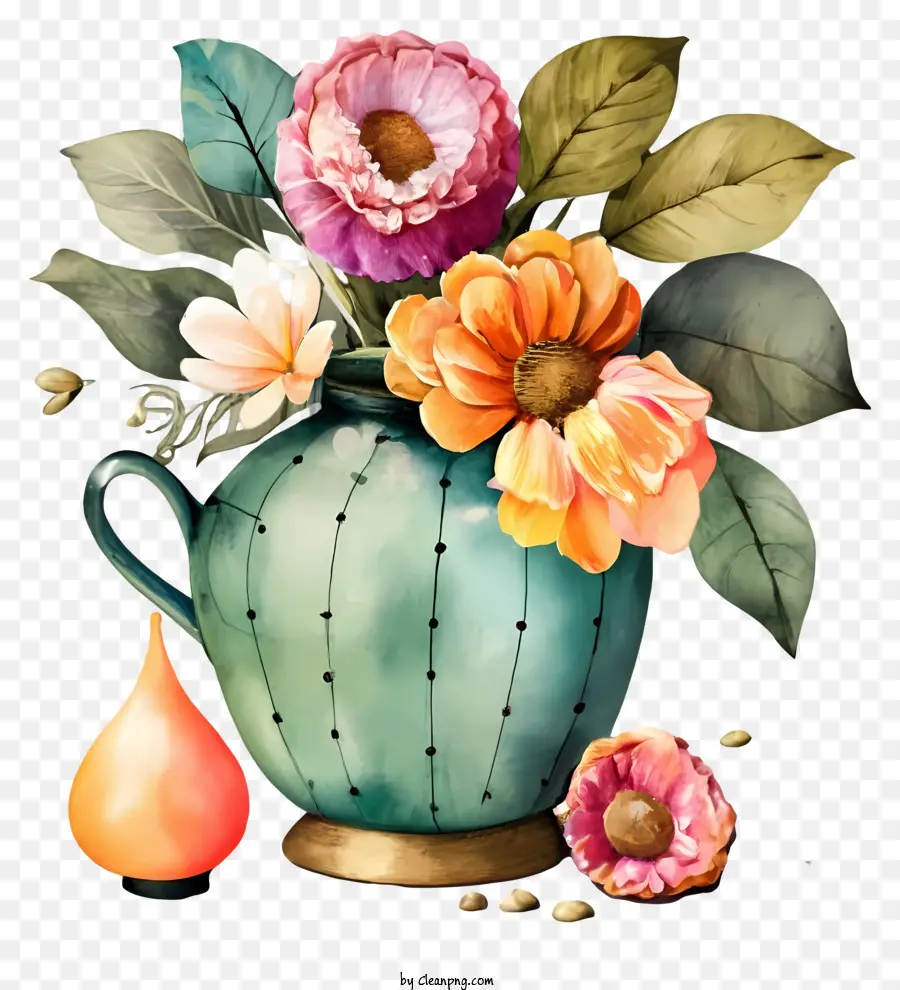 цветок живопись，ваза с цветами PNG
