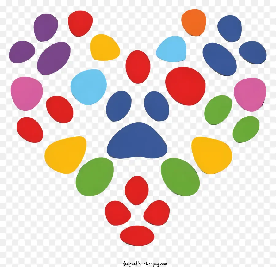 сердце образный логотип，Paw Prints Design PNG