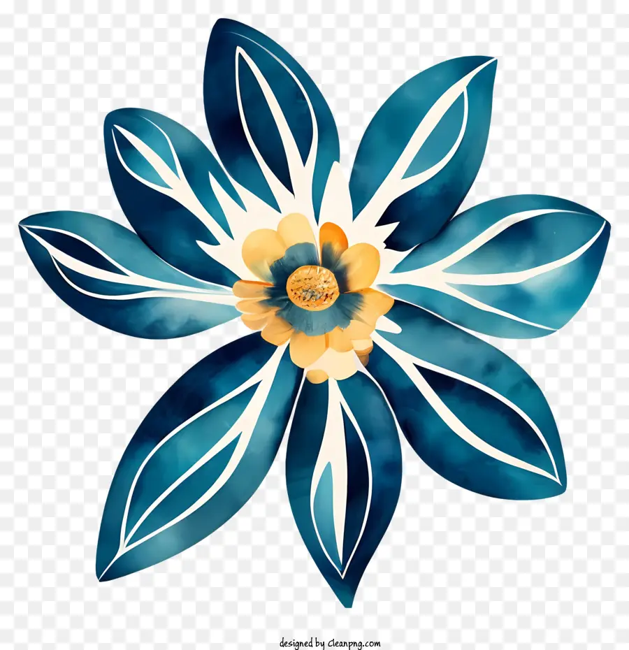 Голубой цветок，акварельная живопись PNG