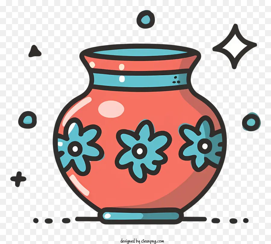 небольшая ваза，Декоративный цветочный дизайн PNG
