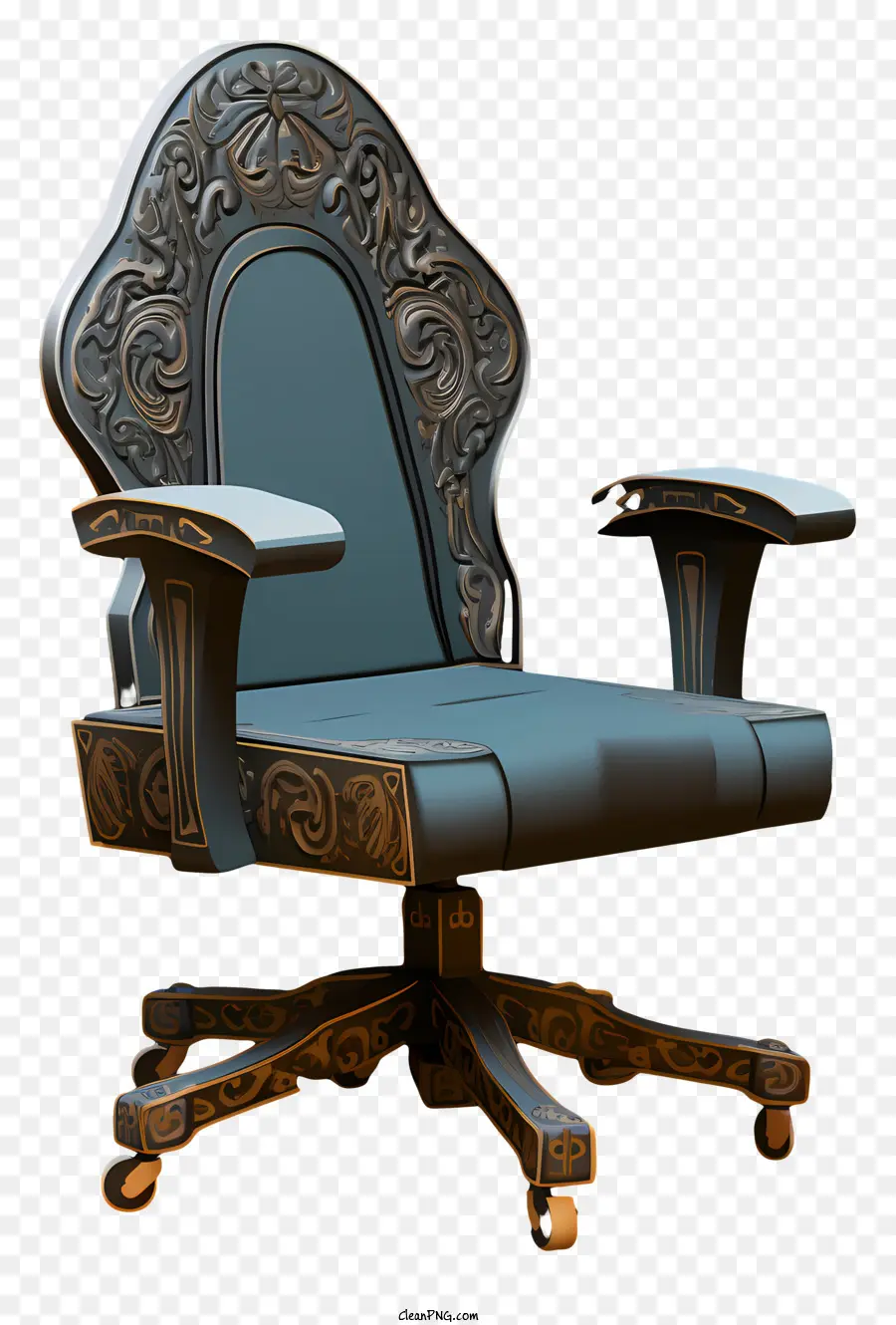 3d офисное кресло，богато украшенный резным стул PNG