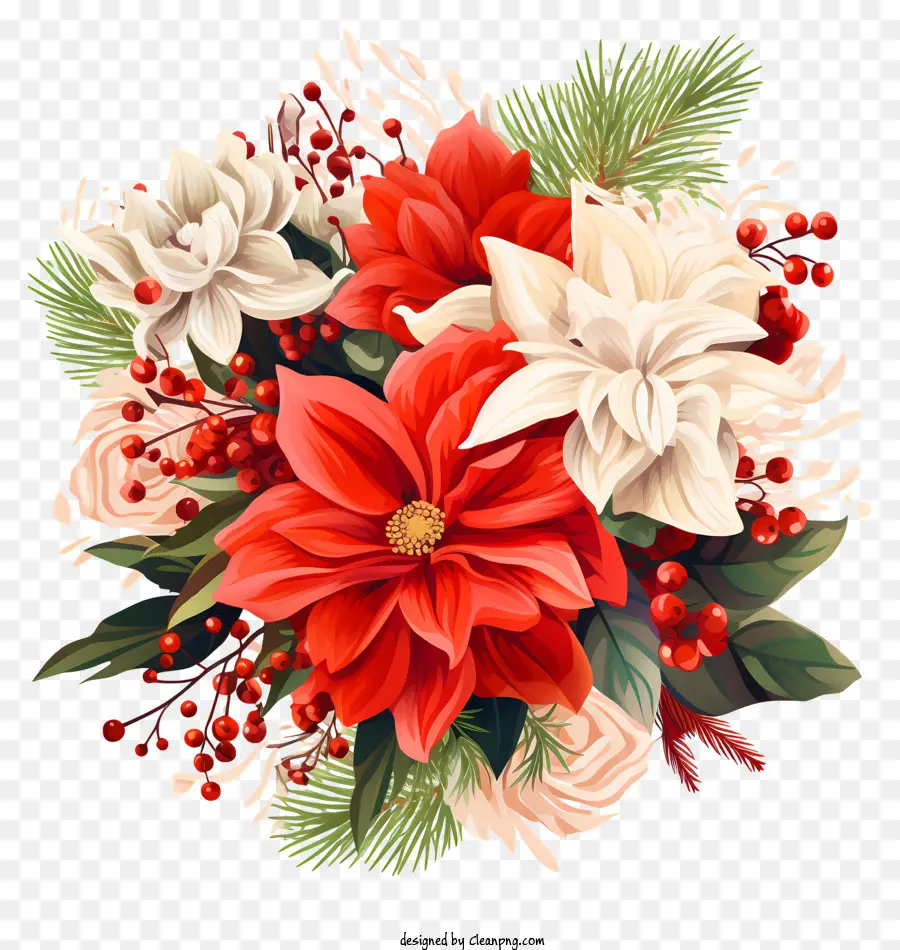 букет，Красные и белые цветы PNG