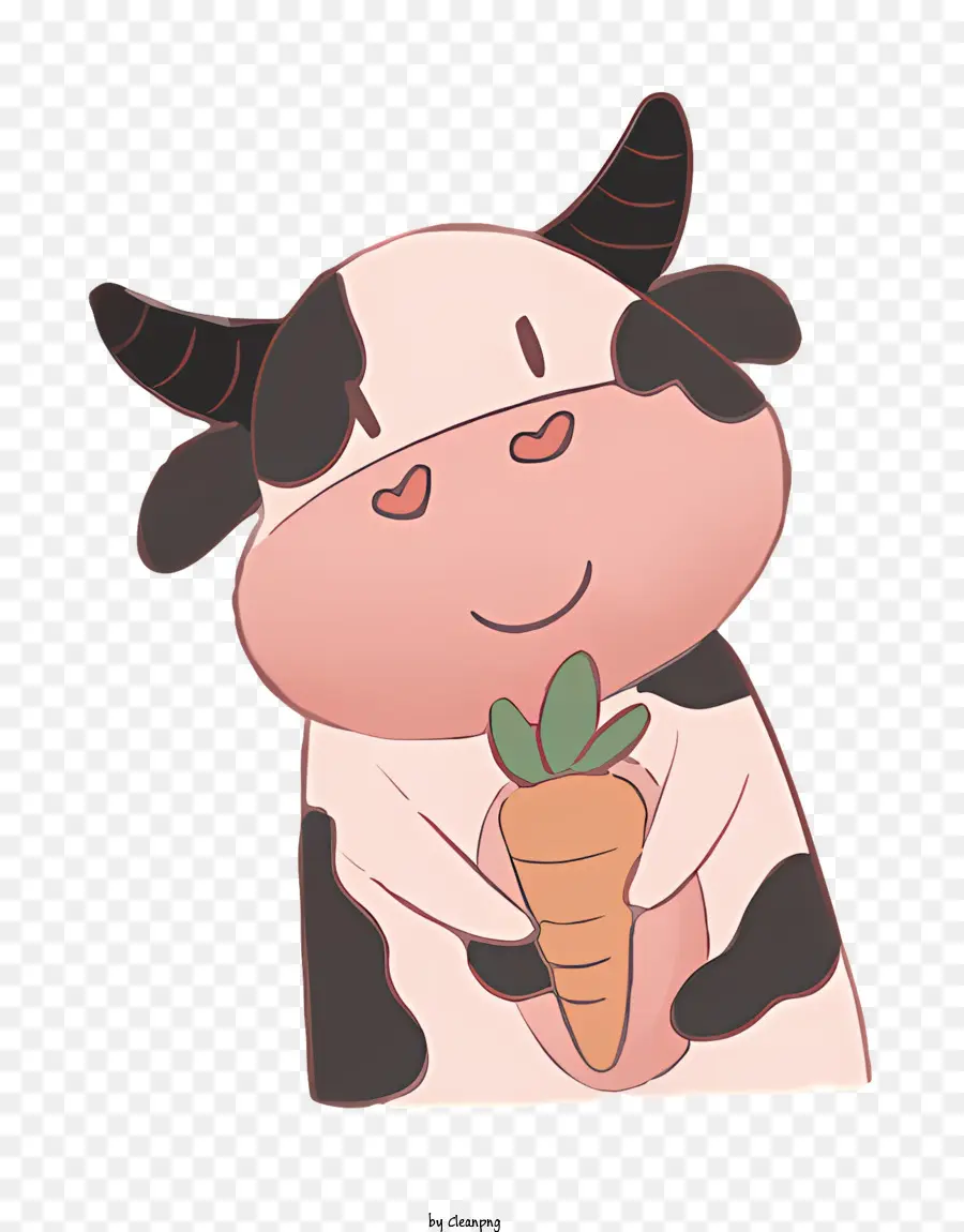 Cartoon Cow，корова с морковью PNG