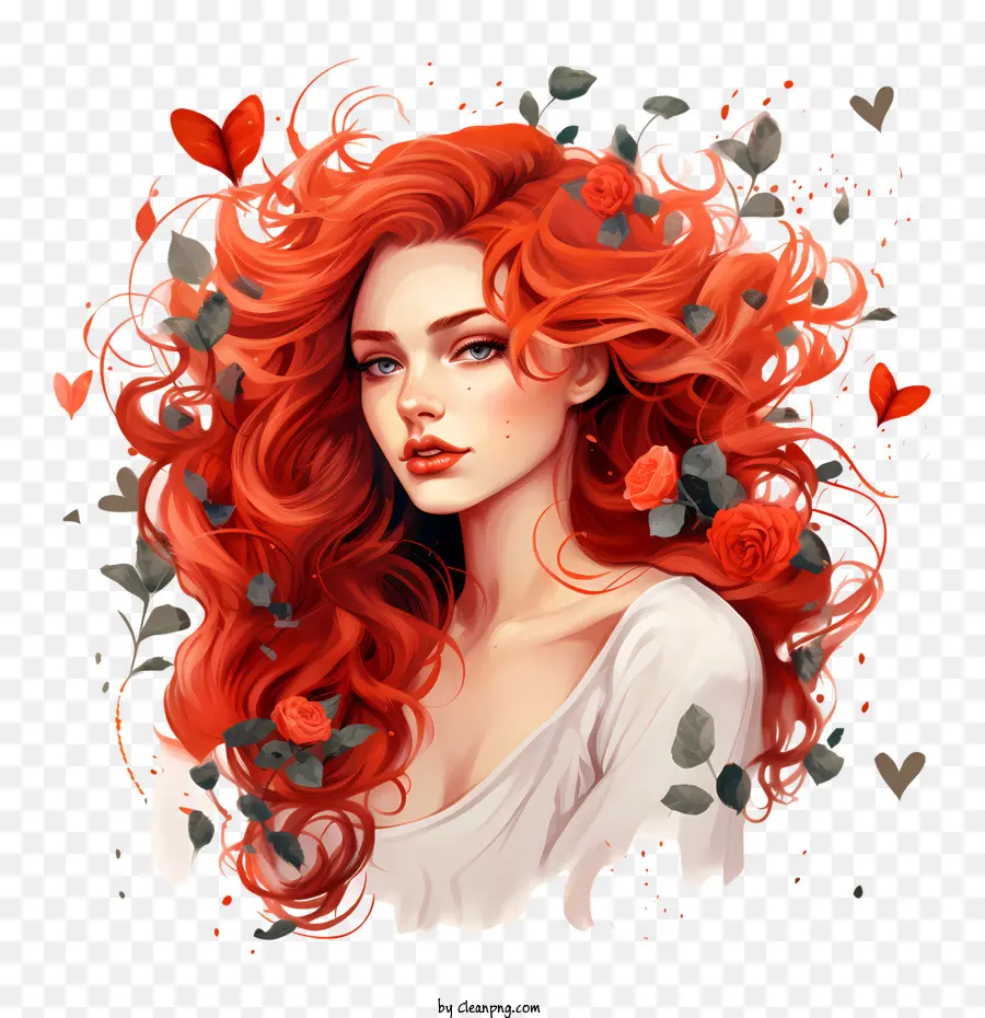 люблю свой день рыжих волос，красный PNG