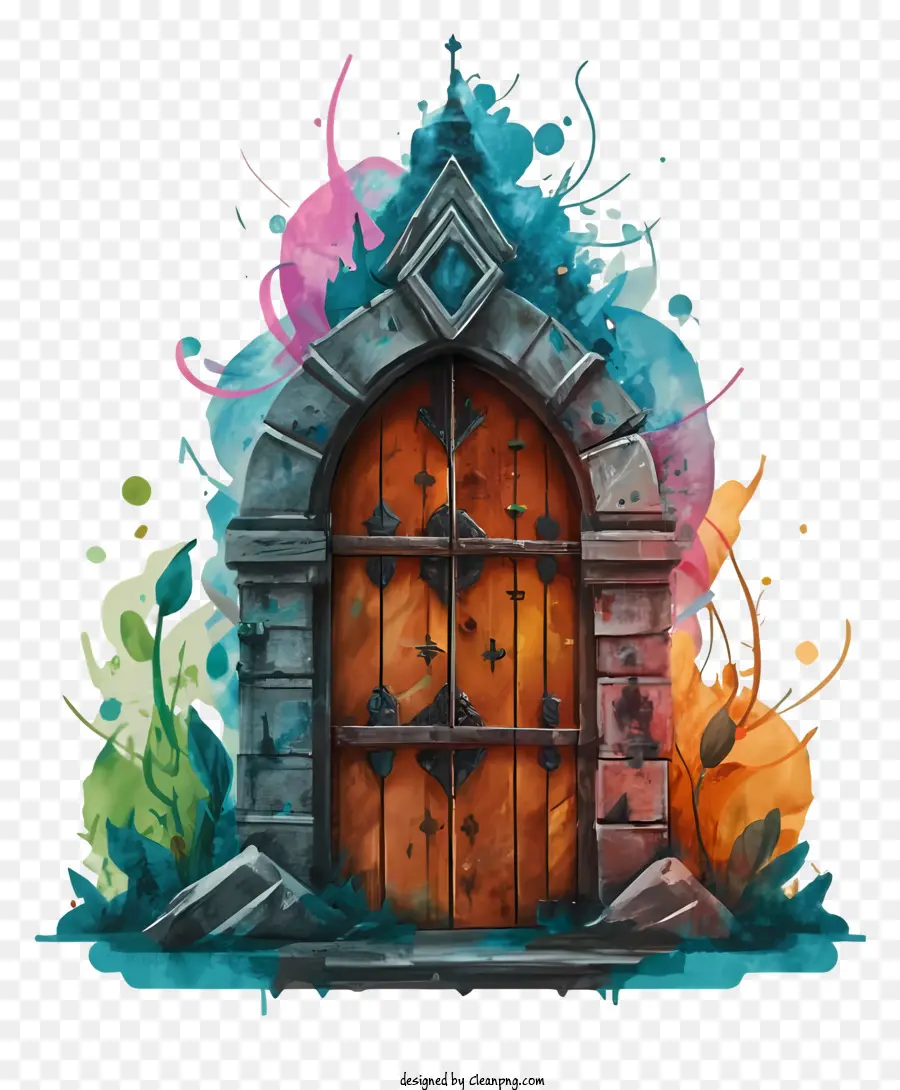 Окрашенная дверь，Дверь с брызгами PNG