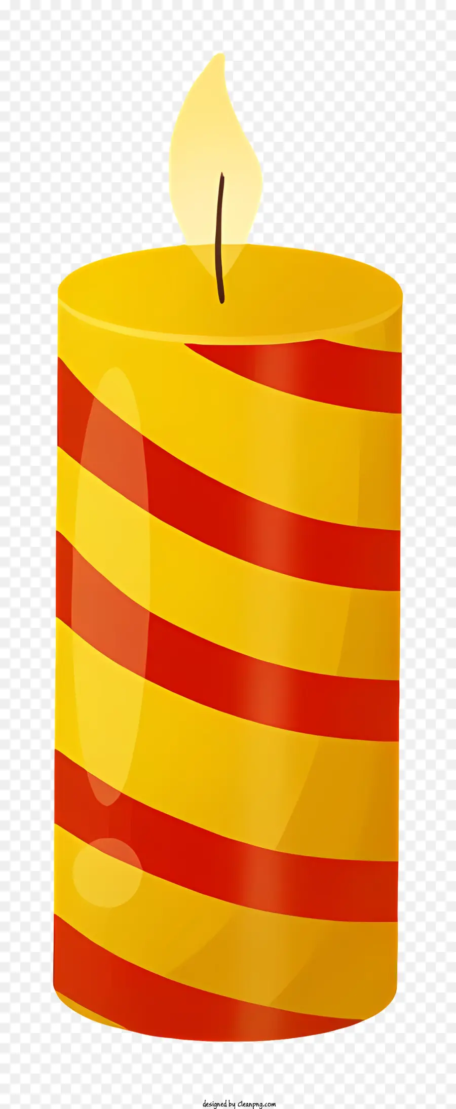 зажженная свеча，Желтый и красный полосатый дизайн PNG