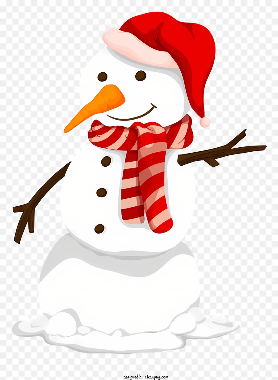 мультфильм снеговик，красный и белый шарф PNG