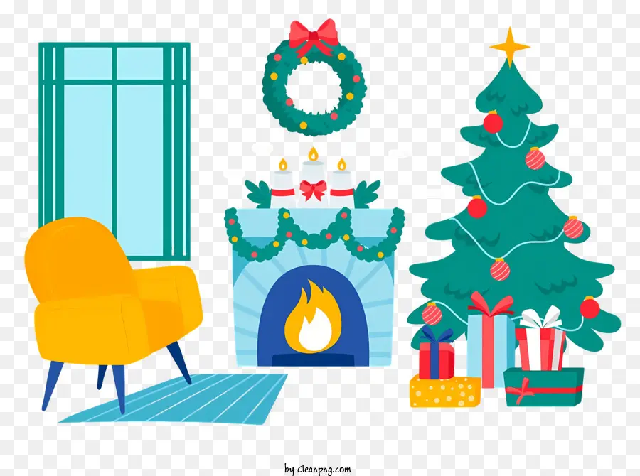Christmas Decorations，Уютная гостиная PNG