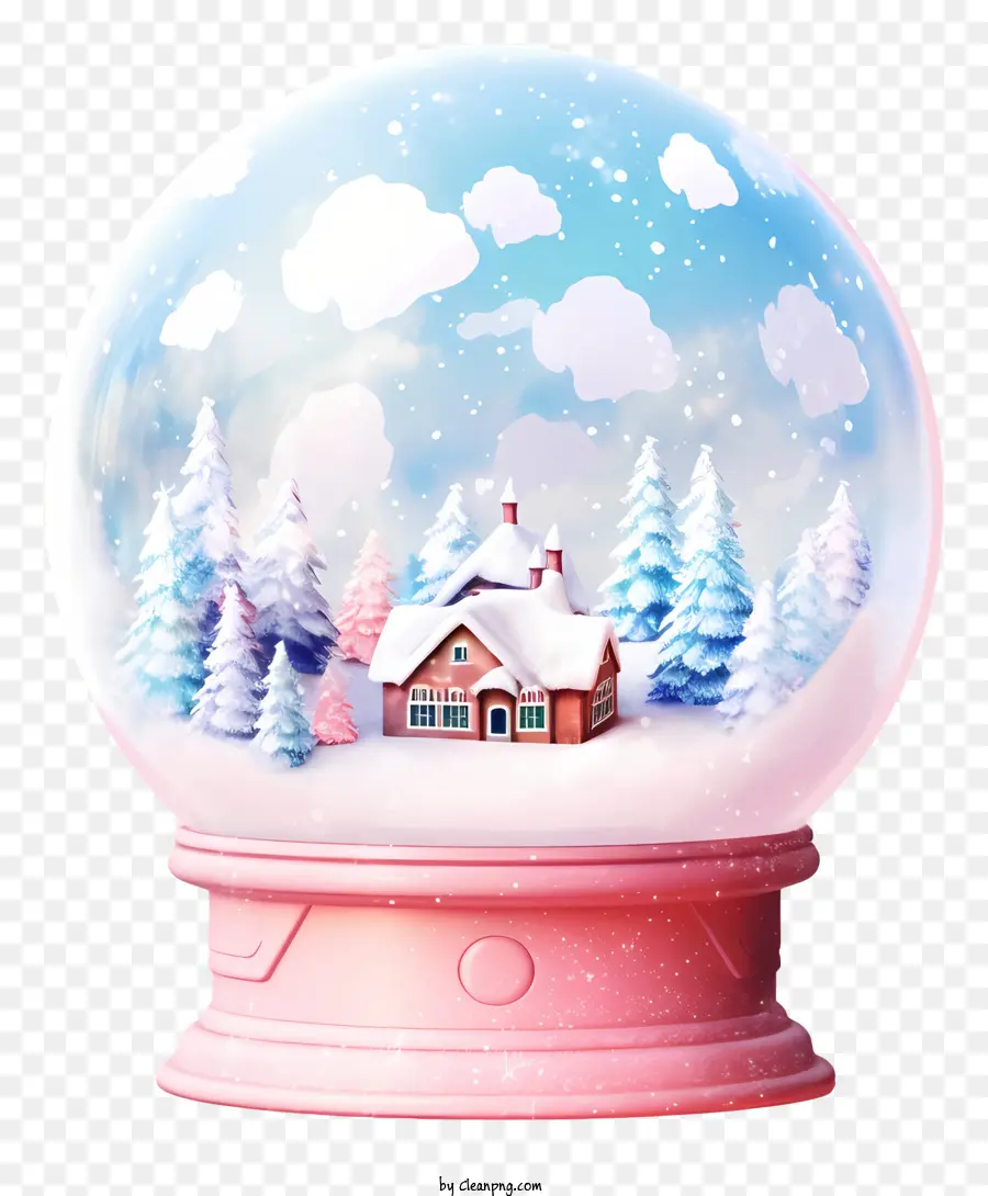 Снежный глобус，Розовый снежный шар PNG