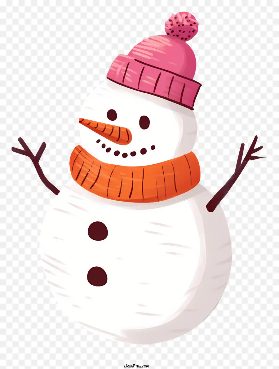 мультфильм снеговик，Розовая вязаная шляпа PNG