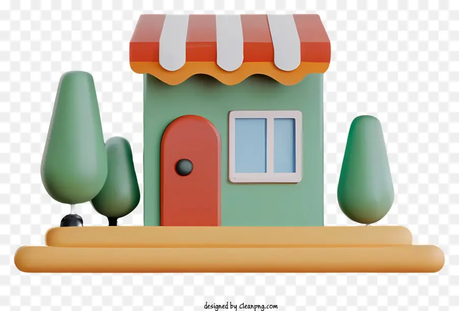 небольшой дом，Зеленый и коричневый дом PNG