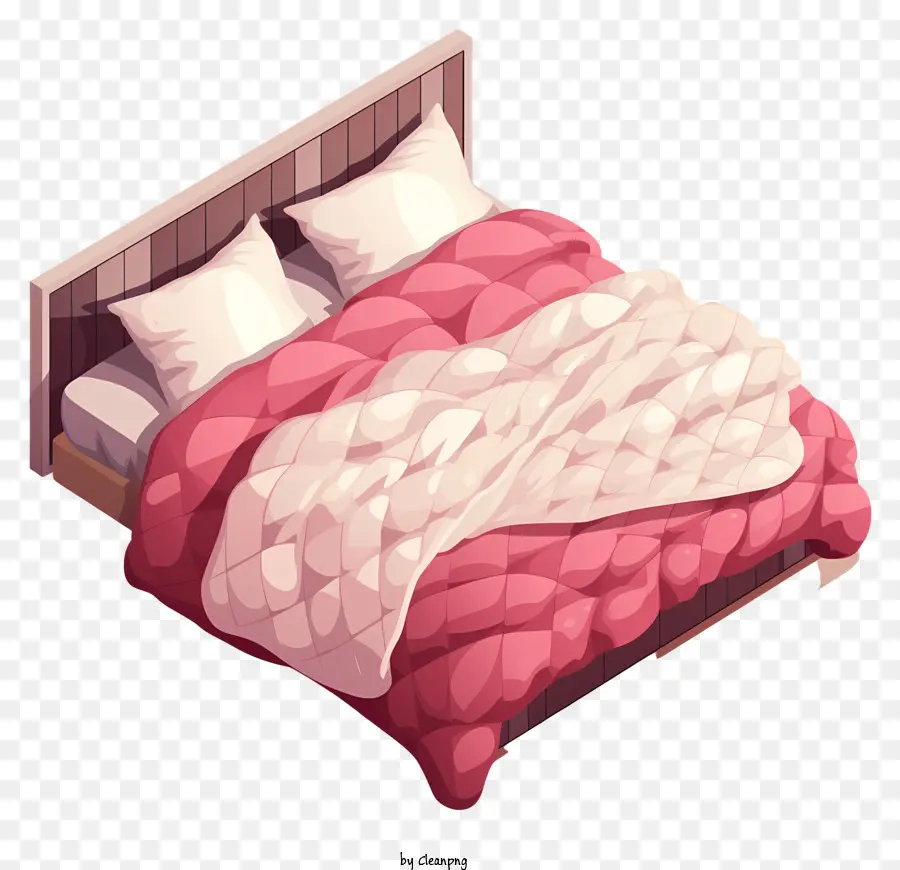 Декор спальни，розовое и белое постельное белье PNG