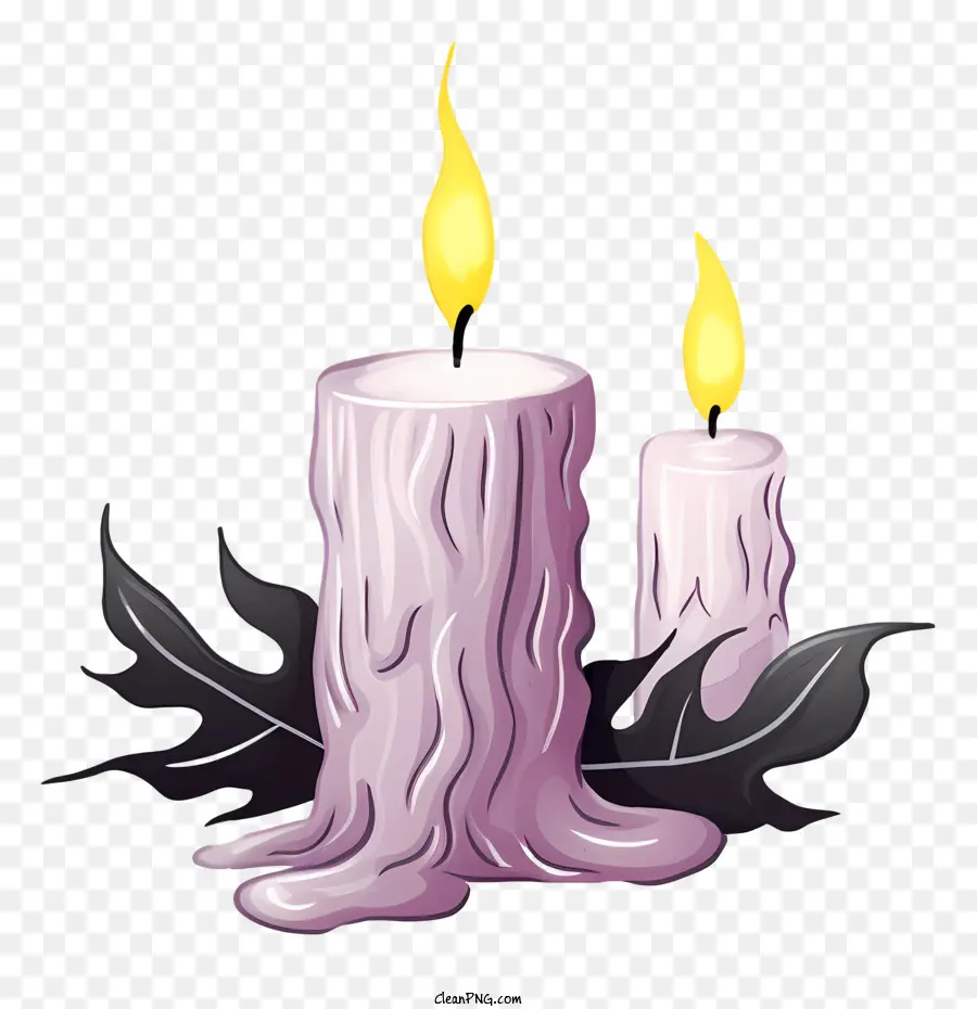 фиолетовые свечи，черная поверхность PNG