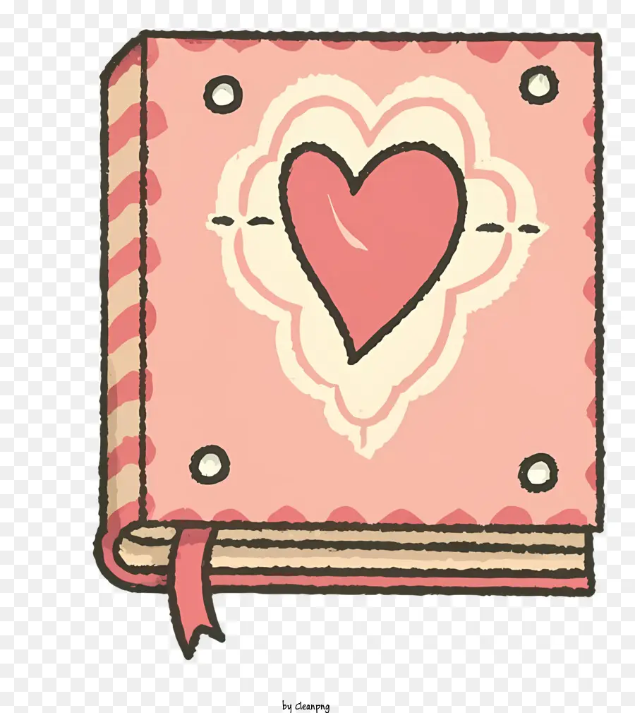 Книга розового сердца，Сердце в форме закладки PNG