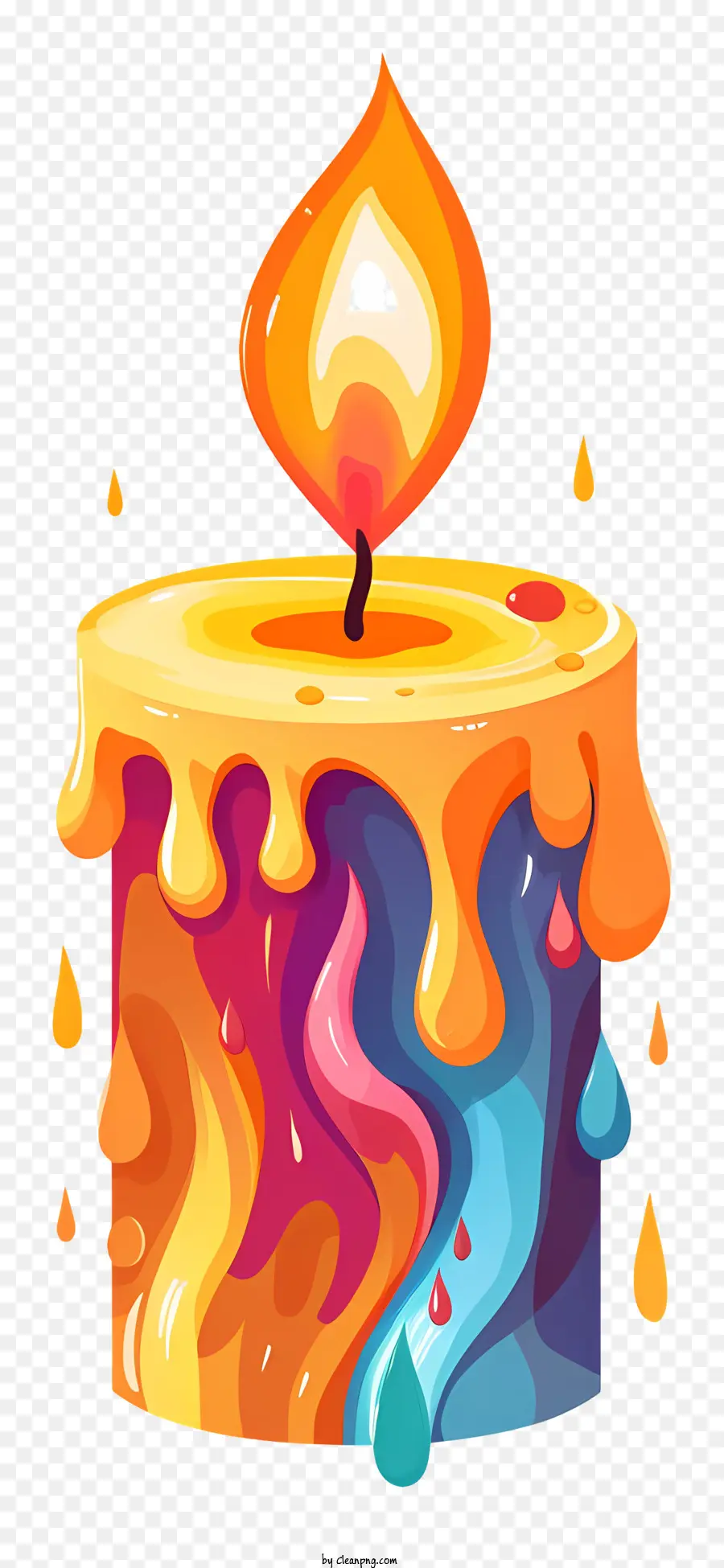 зажженная свеча，красочная жидкость PNG