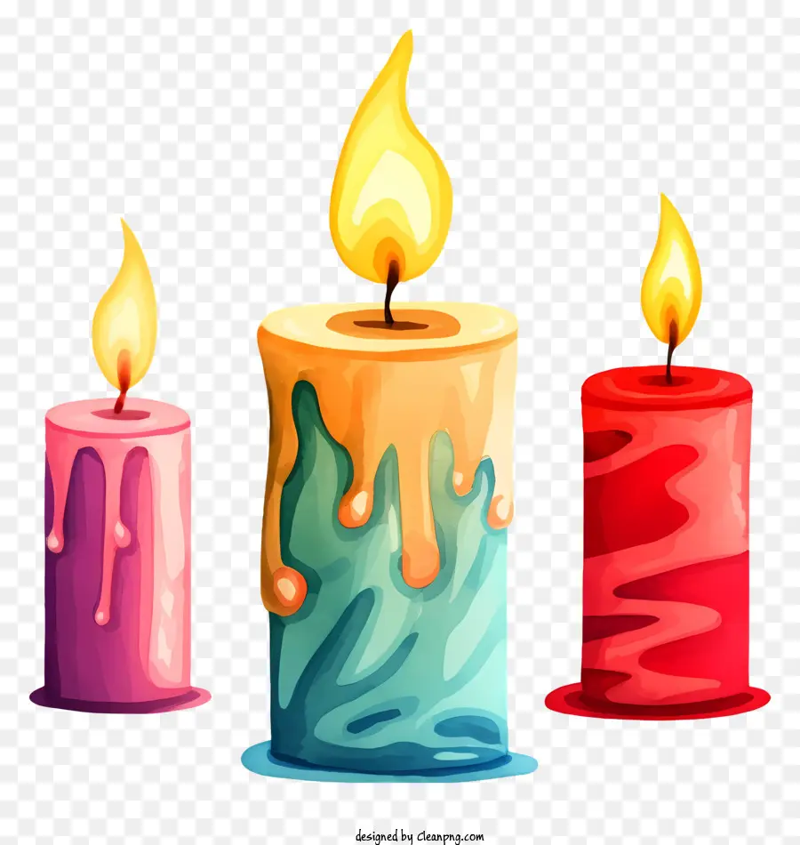 Цветные свечи，капающий воск PNG