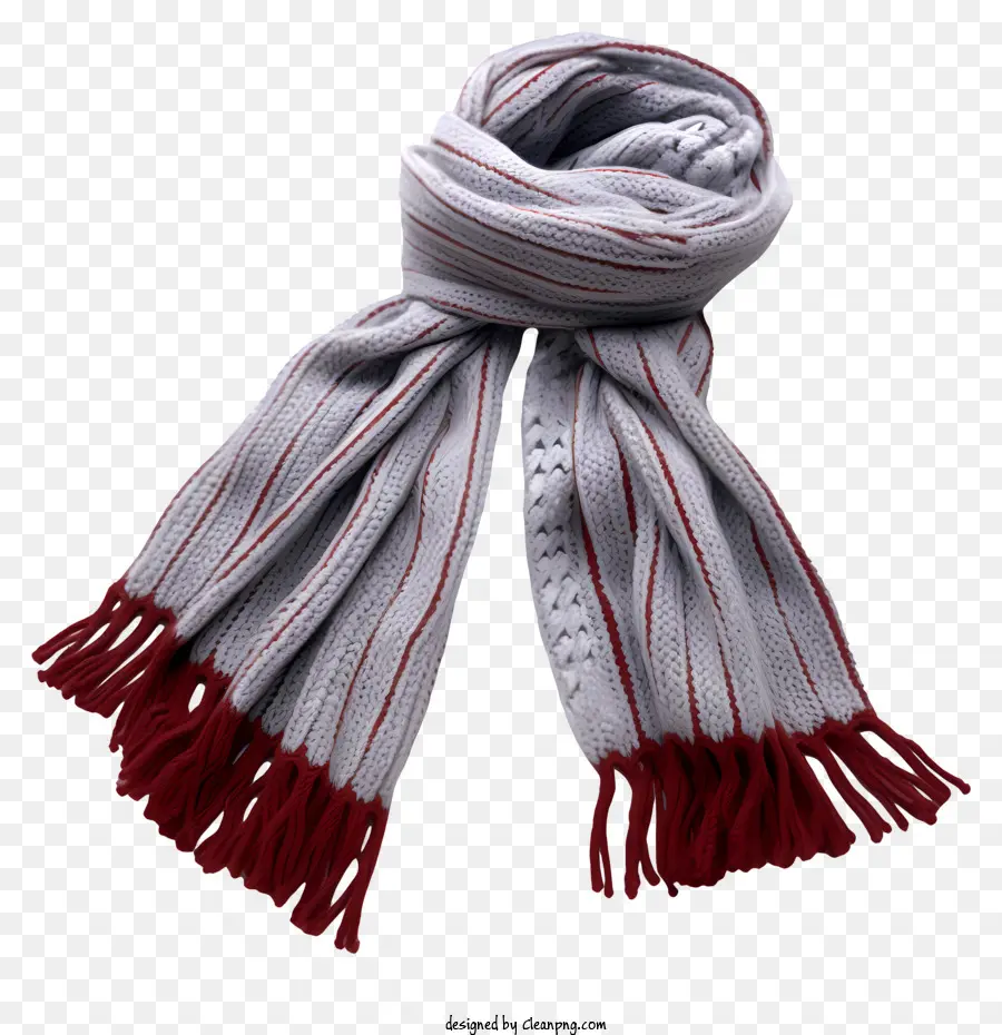 серый и красный полосатый шарф，черный фон PNG
