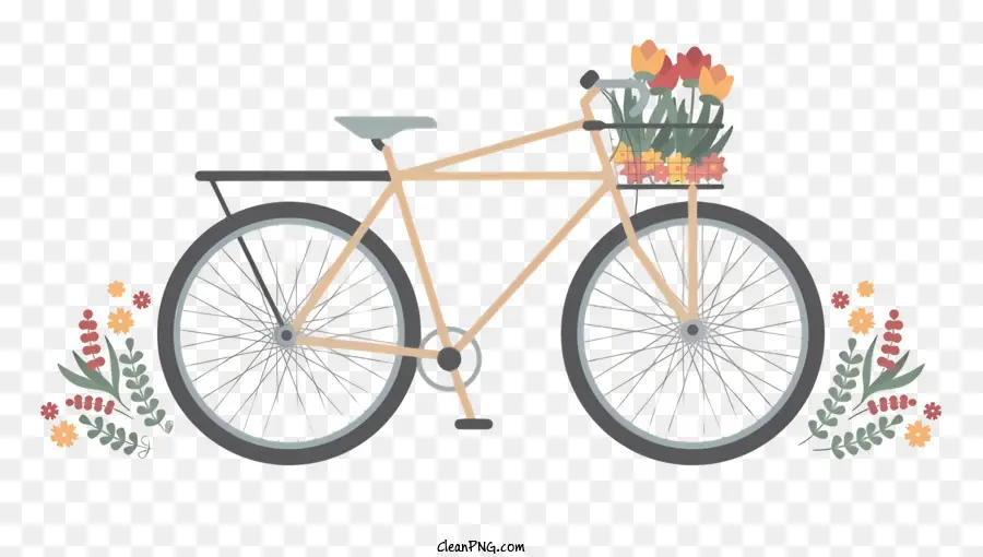 велосипед с цветами，цветочная композиция PNG