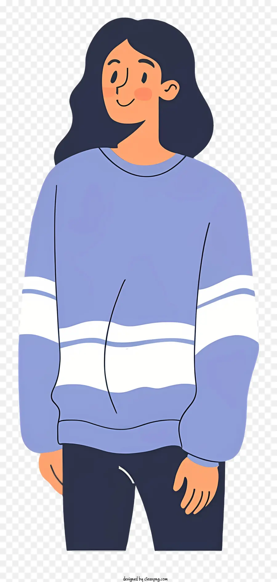 Женщина，синий свитер PNG