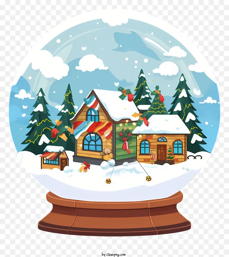 Снежный глобус，деревянный дом снежный глобус PNG