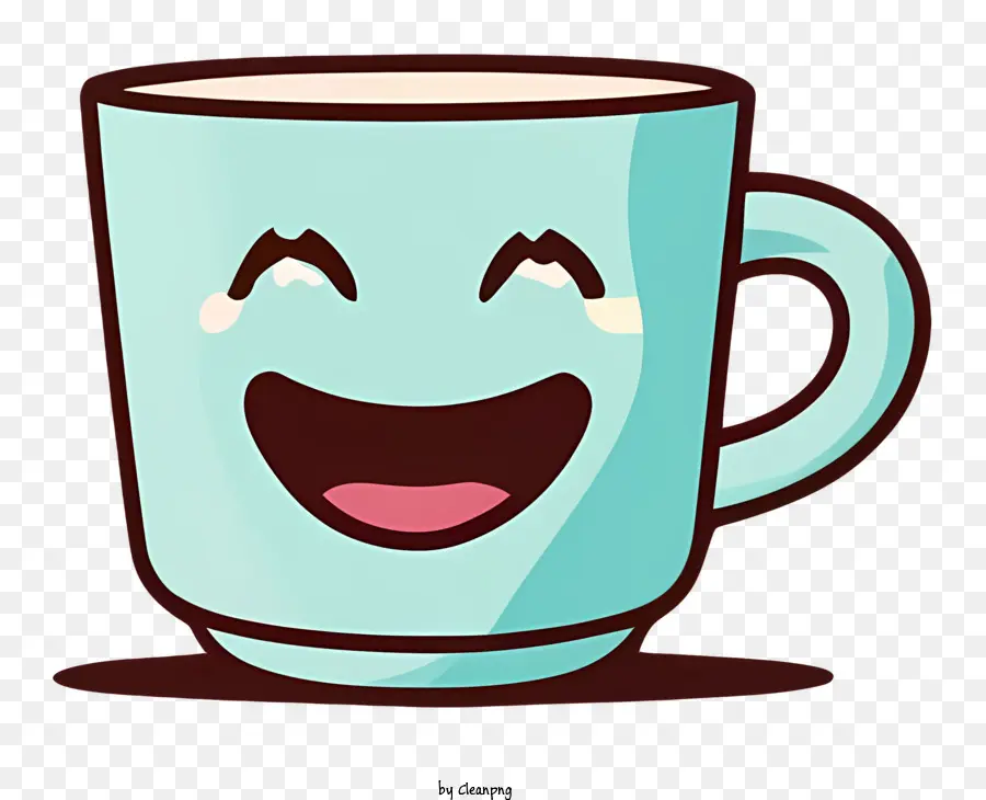 Улыбающаяся кофейная чашка，Синяя керамическая чашка PNG