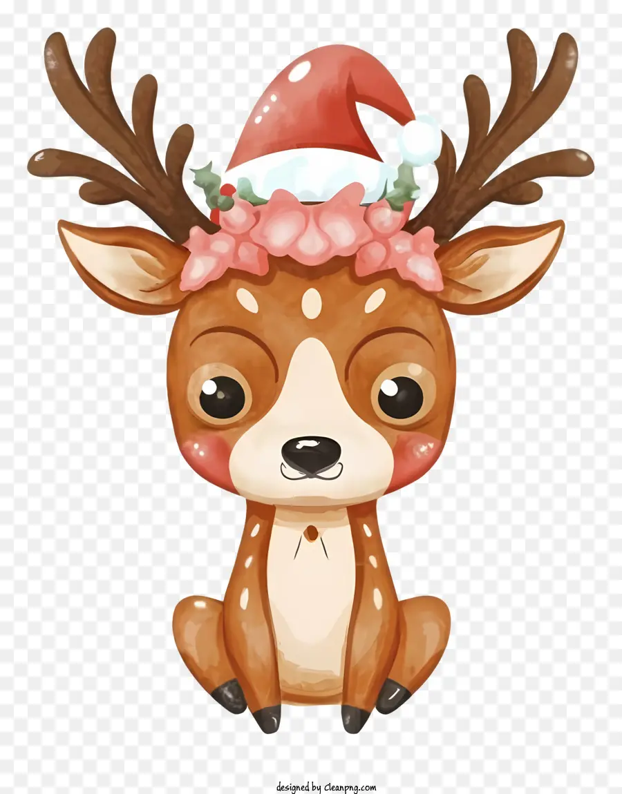Cartoon Deer，цветок корона PNG