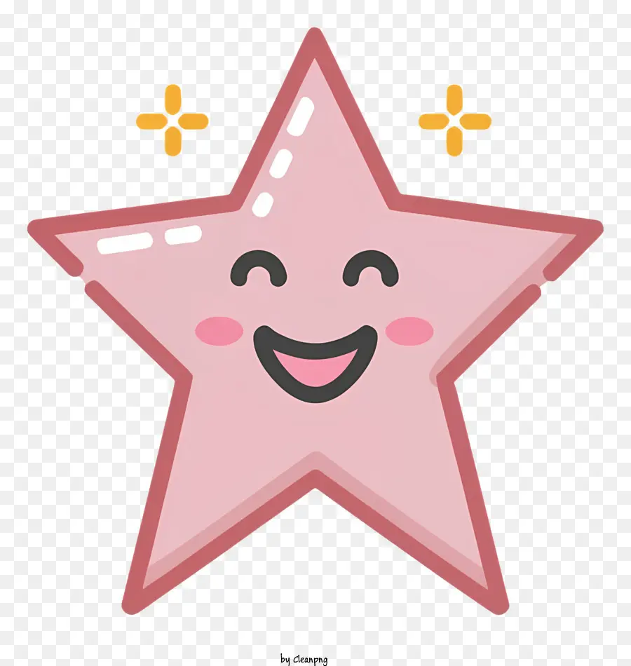 розовая звезда，улыбающееся лицо PNG