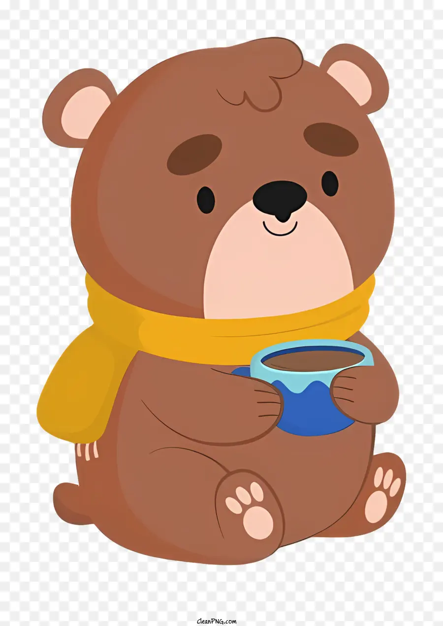 Симпатичный изображение медведя，нести кофе PNG
