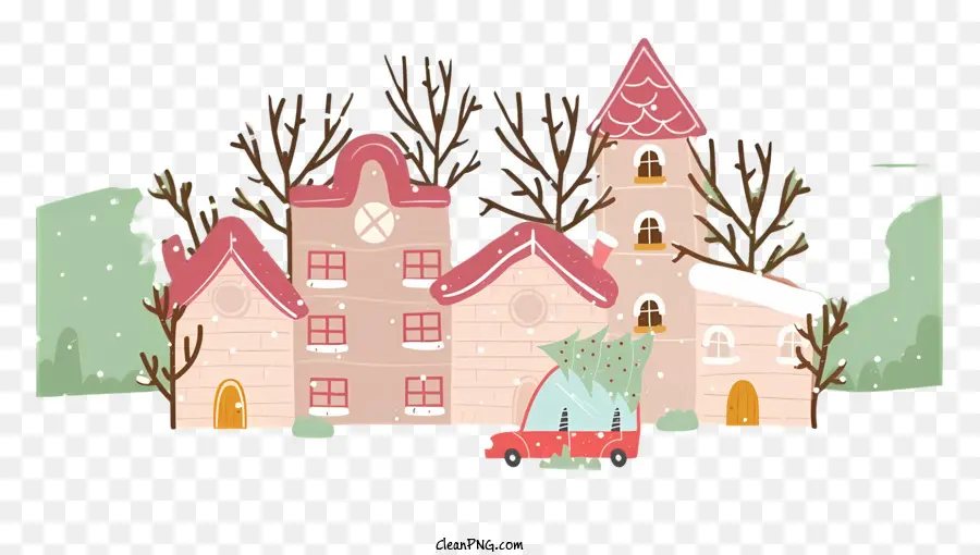Снежный замок，розовый и фиолетовый внешний вид PNG
