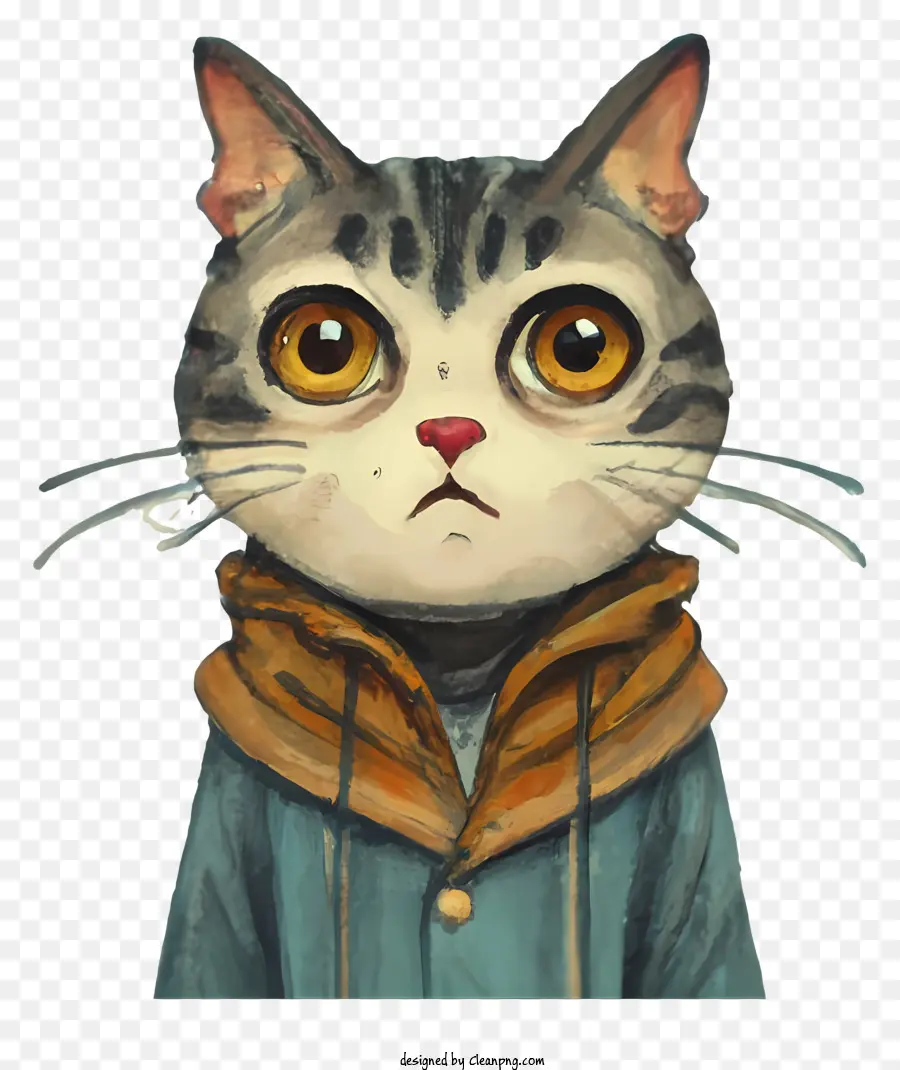 Кошка в куртке，наклонная кошка PNG