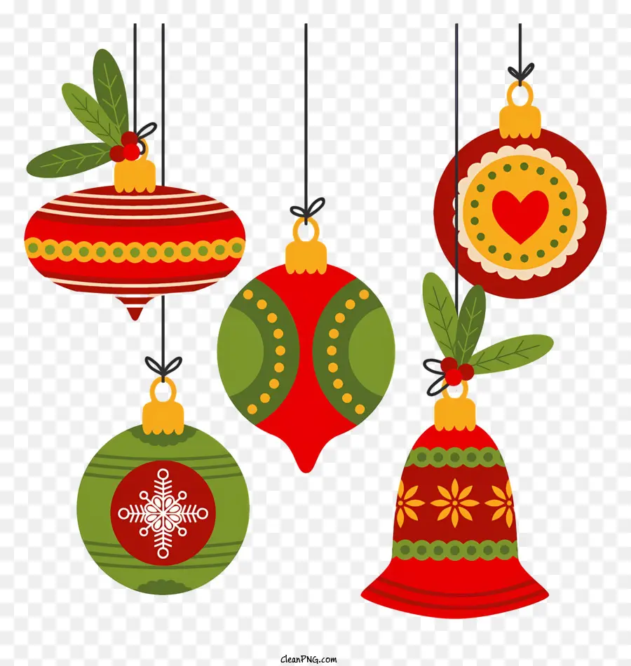 Christmas Ornaments，черный фон PNG