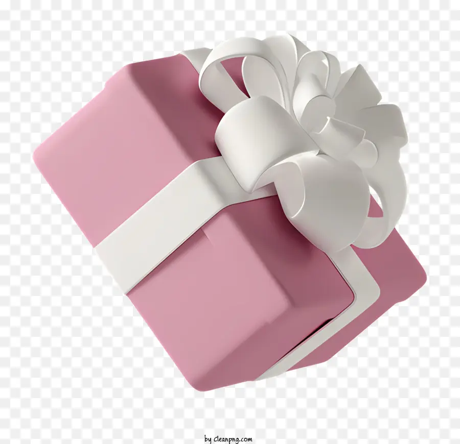 Розовая подарочная коробка，белый лук PNG