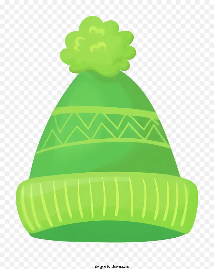 Зеленая вязаная кепка，пом пом PNG