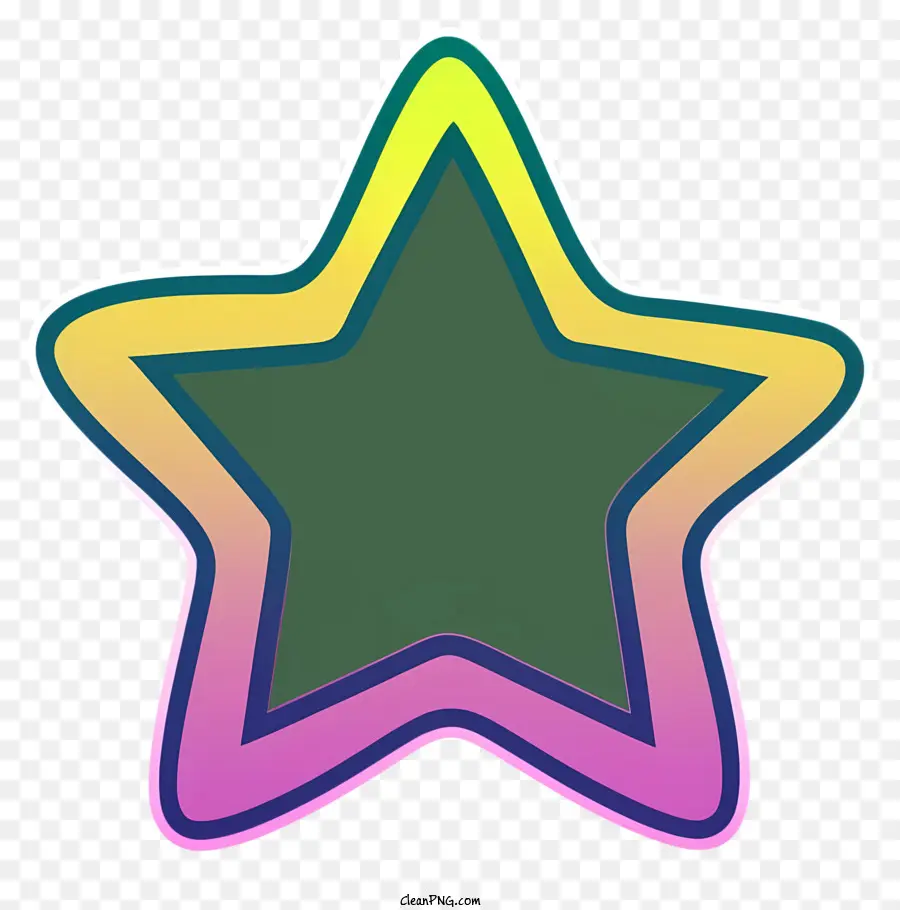 красочная звезда，зеленый и розовый контур PNG