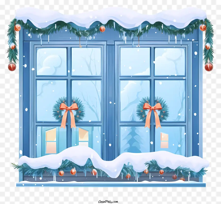 Снежное окно，Christmas Decorations PNG