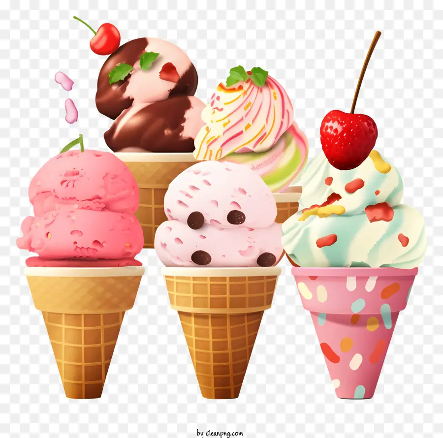 Ice Cream Cones，ароматизированное мороженое PNG